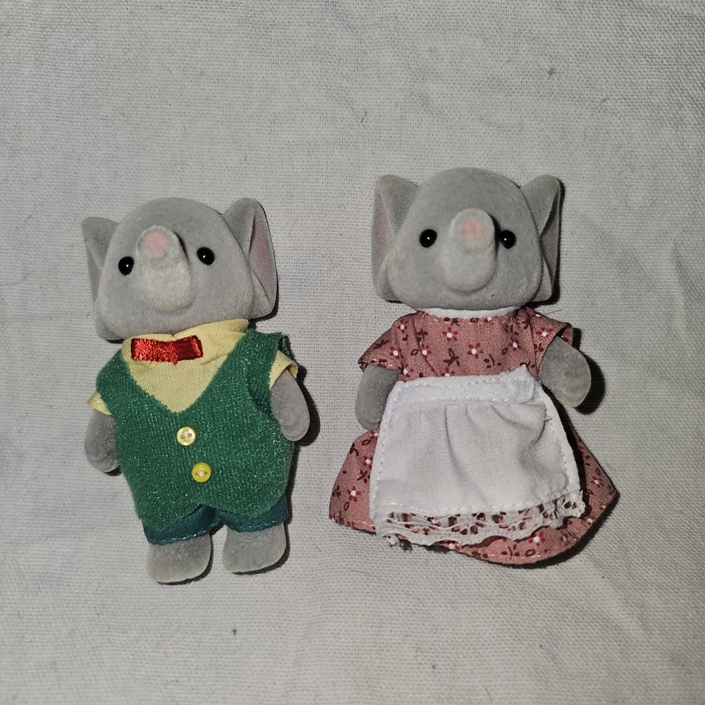 Calico Critters Ellwoods Elephant Family Mom Dad Rare Retired CC1570